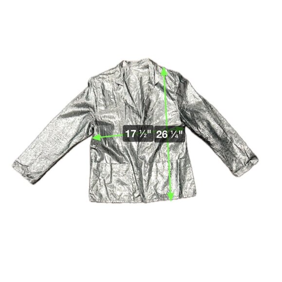 Metallic Silver Patterned Blazer Jacket Sz L - Picture 6 of 7